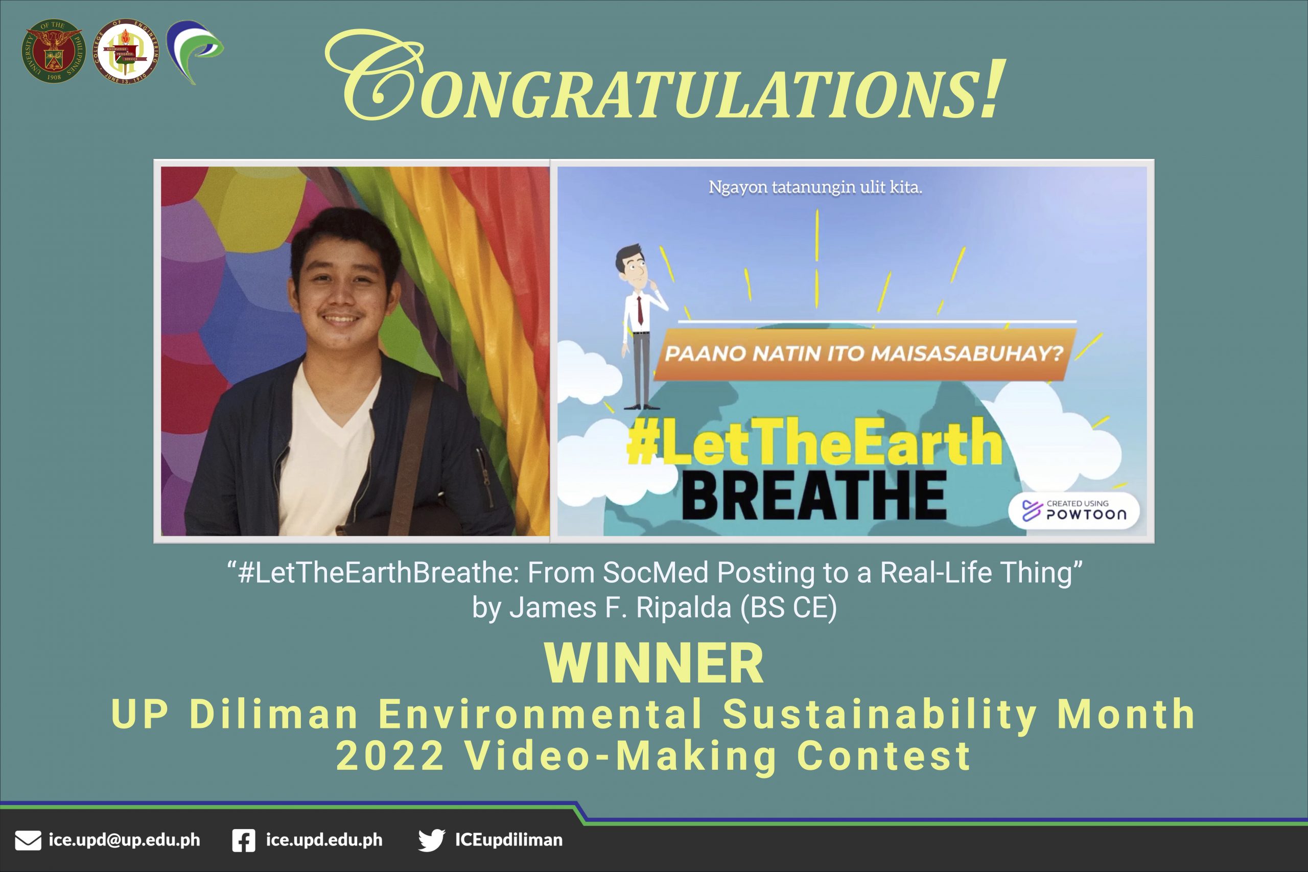 Ripalda, BS CE student, wins UPD ESM Video-Making Contest