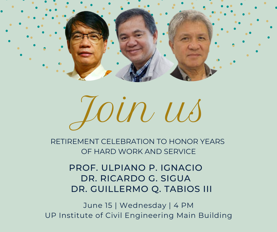 UP ICE celebrates the retirement of Prof. Ulpiano Ignacio Jr., Dr. Ricardo Sigua, and Dr. Guillermo Tabios III