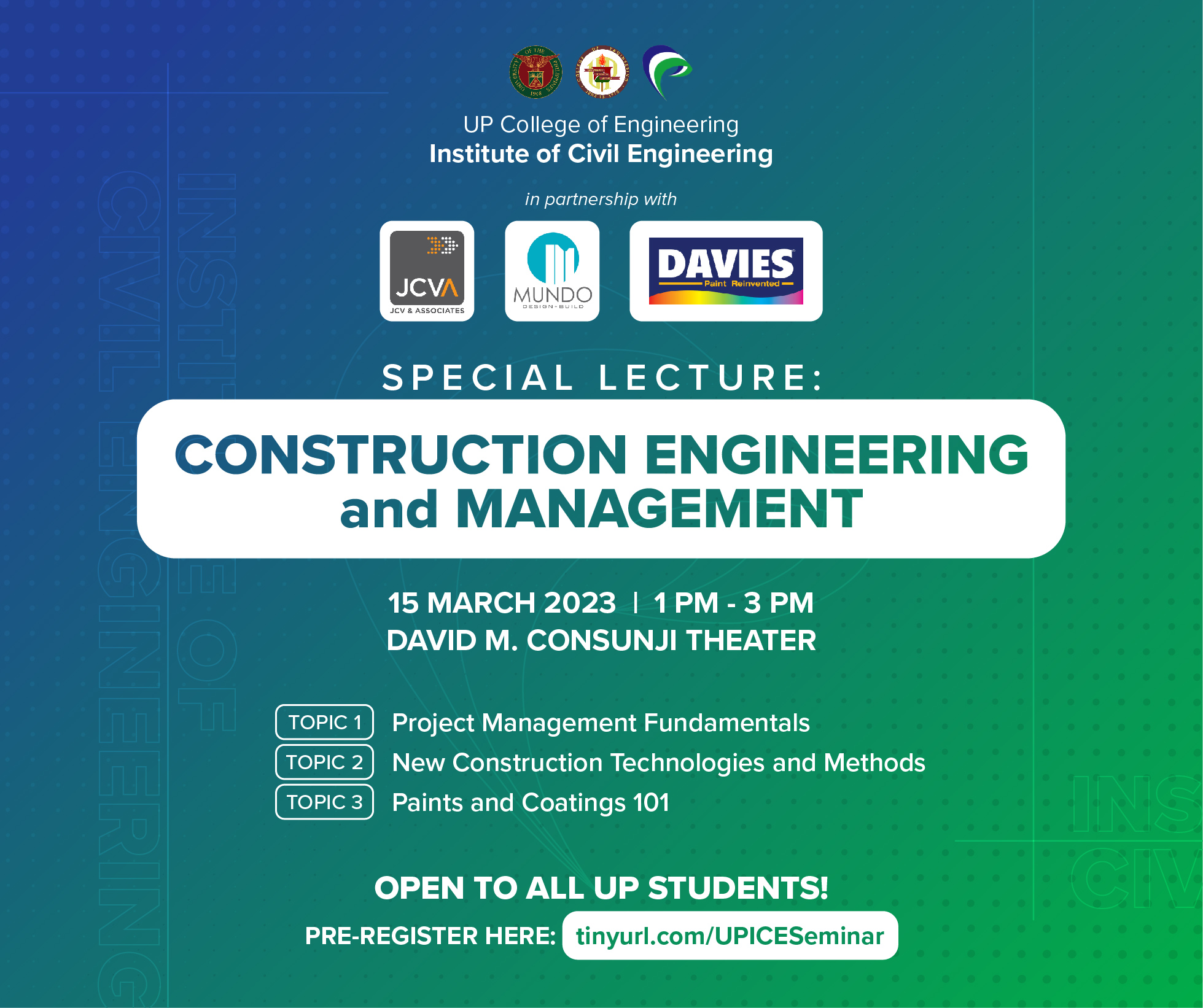 Special lecture on Construction Engineering and Management