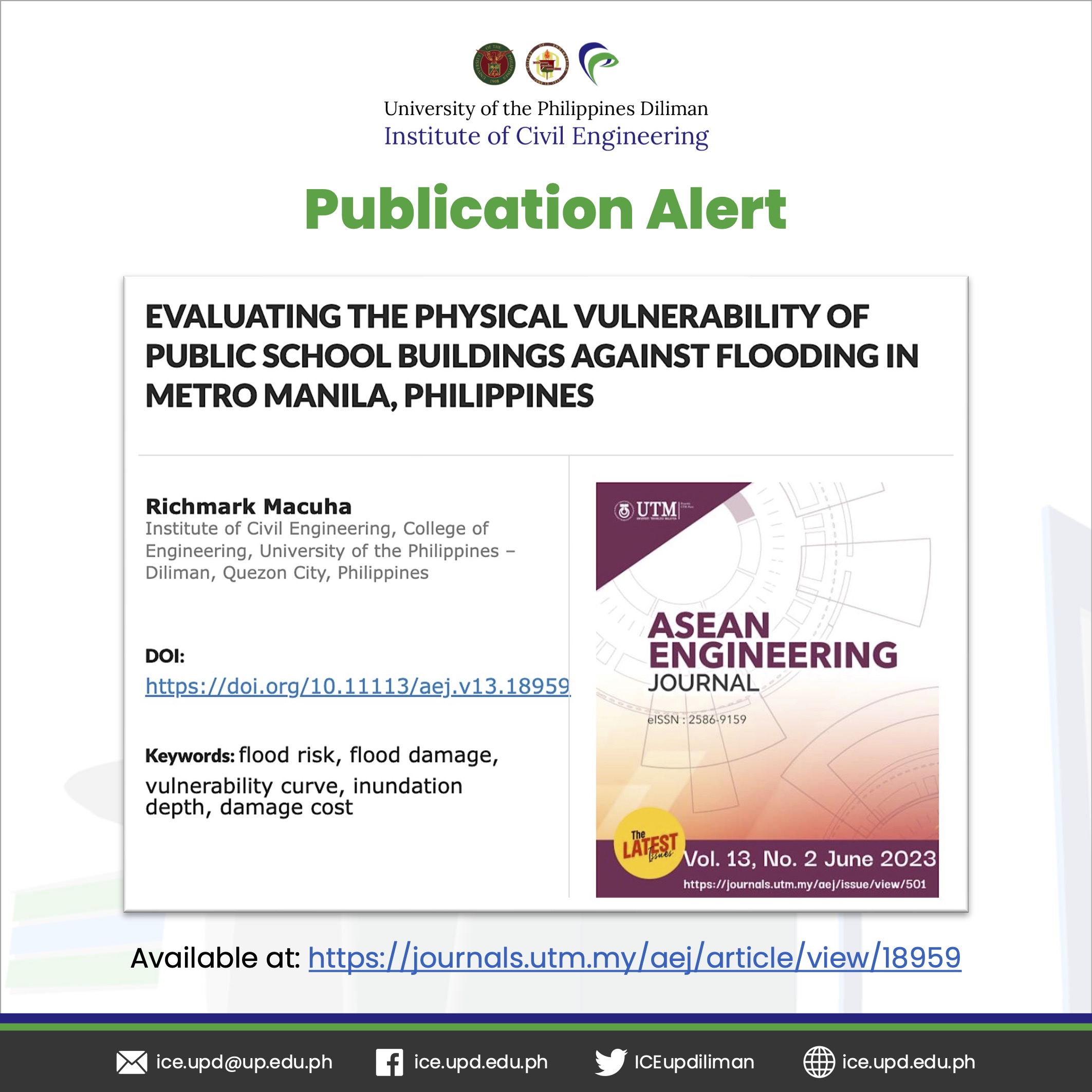 Publication Alert: Evaluating the Physical Vulnerability of Public School Buildings against Flooding in Metro Manila, Philippines