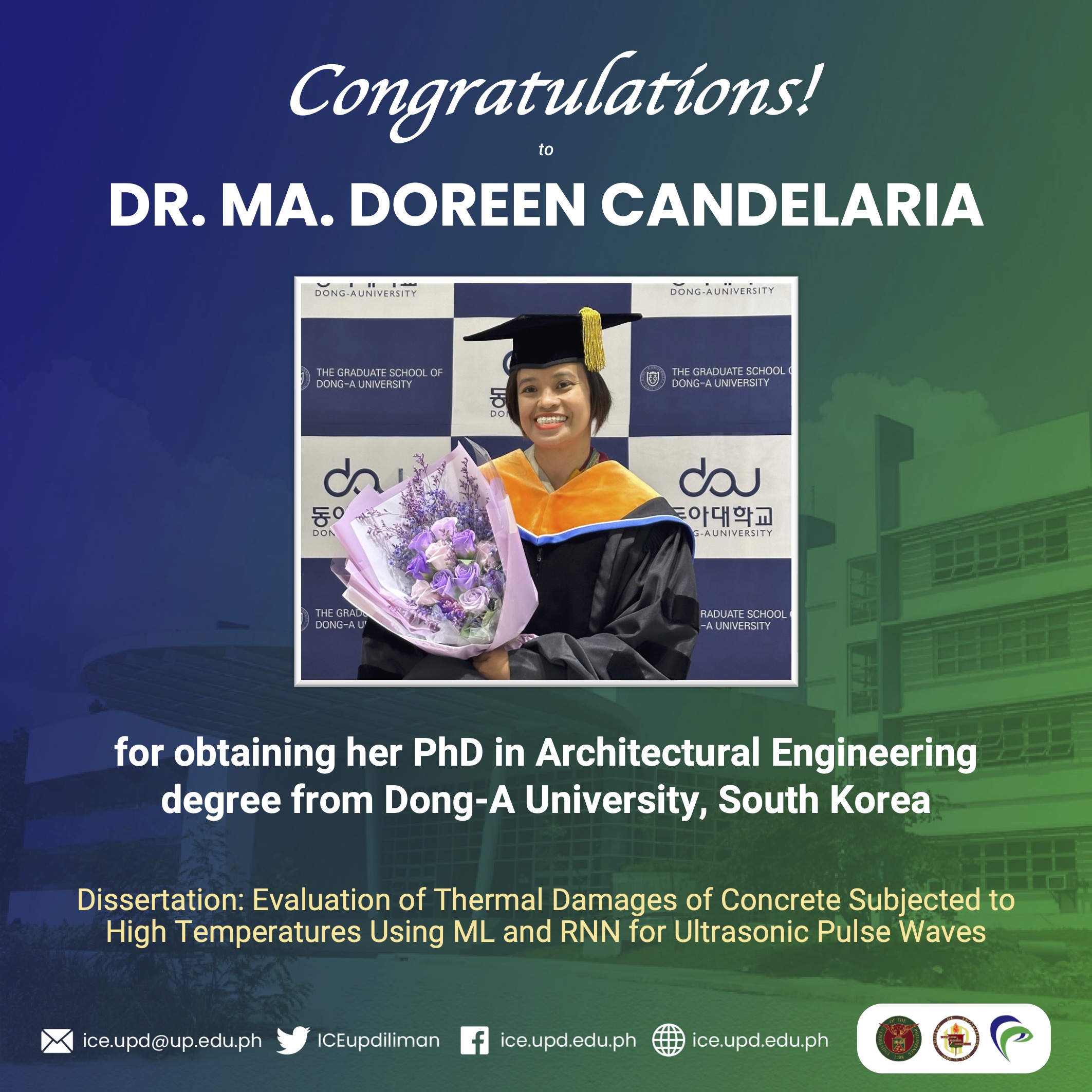 Asst. Prof. Candelaria obtains PhD degree from Dong-A University