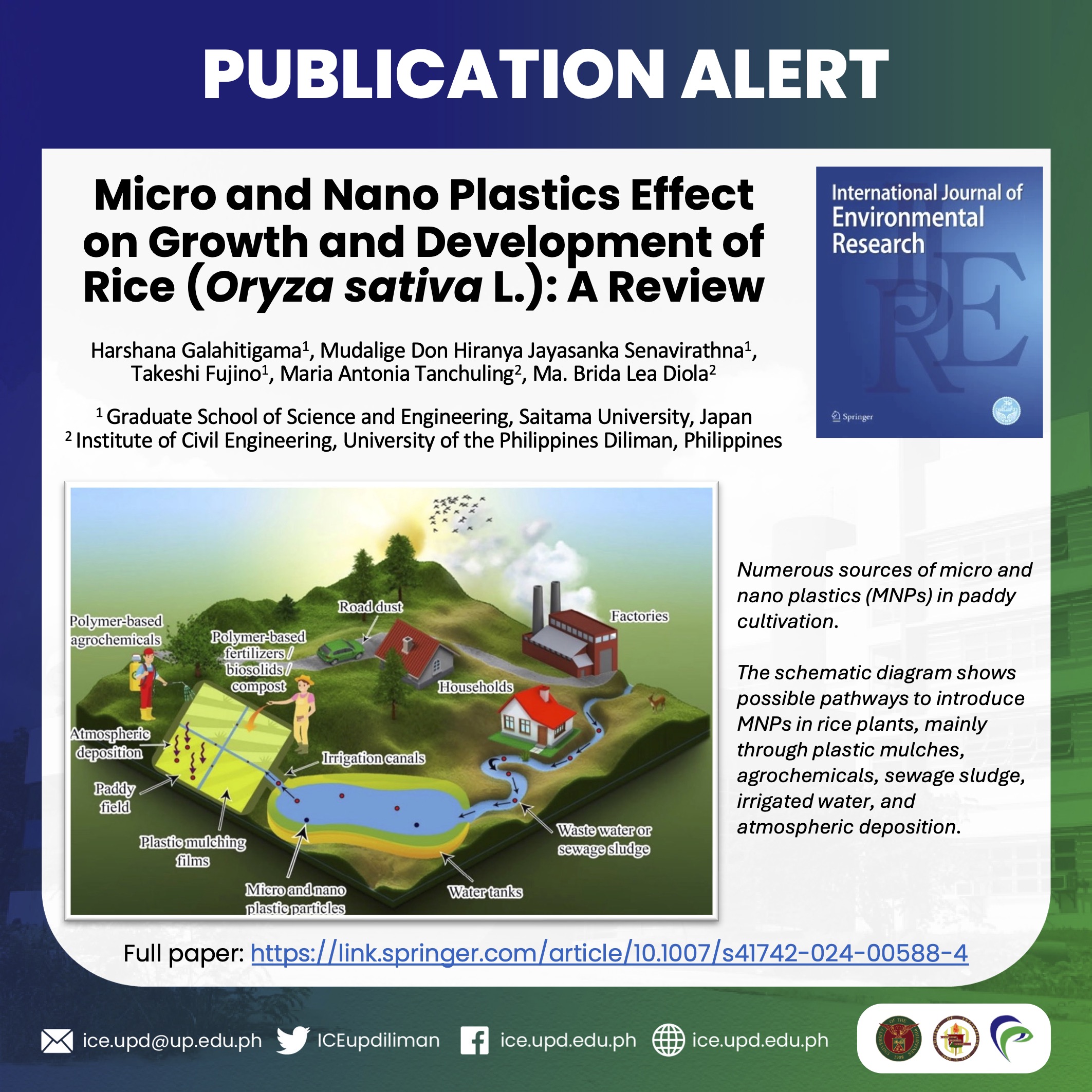Publication Alert: EEEG members publish a review article on the effects of micro and nano plastics on rice