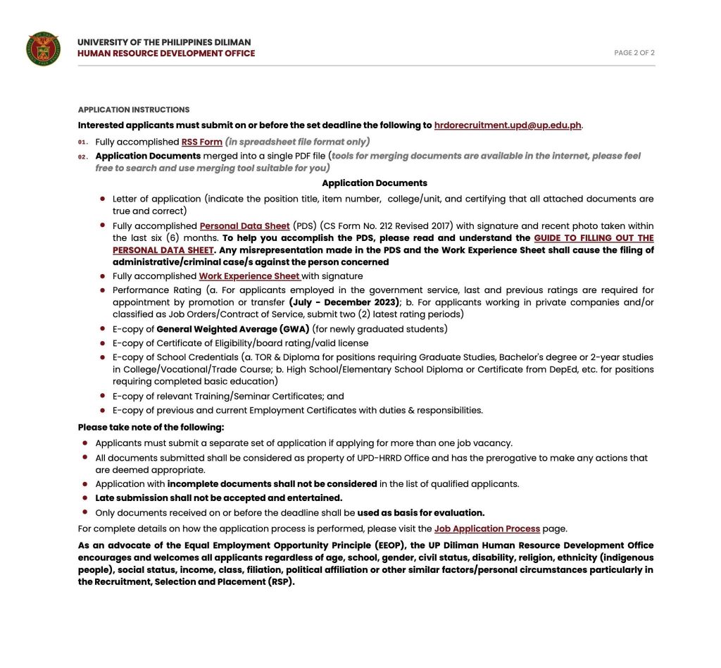 Job Vacancy: Administrative Aide IV (Clerk II)