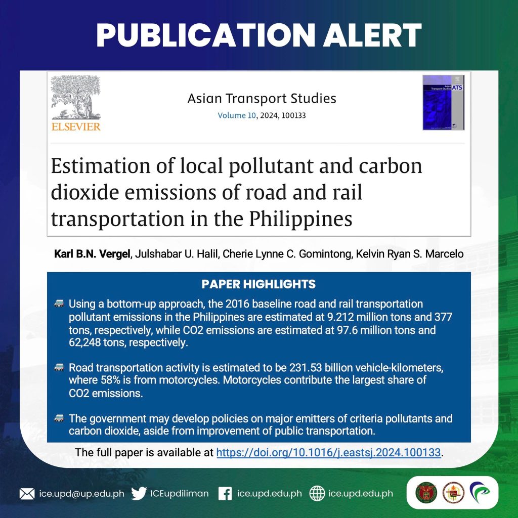 Publication Alert_Dr. Vergel & UP NCTS Team Publish Study on Transport Emissions in the Philippines
